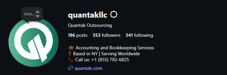 Quantak Instagram profile before follower growth