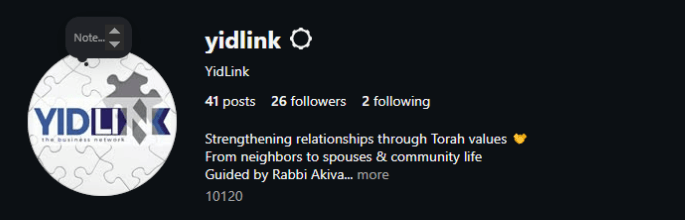 Yidlink Instagram profile before follower growth
